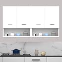 4 Door Multipurpose Wall Mounted Cabinet with Open Shelf | Storage for Kitchen, Bathroom, Office & Living Room | Assembly-DIY Do-It-Yourself | Color-White | Size-120x30x60