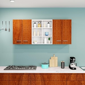 divysa corp multipurpose use 4 door with mid shelf wall mounted kitchen cabinet for home kitchen  office  living room  color all white amp cherry pine