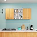 DIVYSA Corp Multipurpose Use 4 Door with Mid Shelf Wall Mounted Kitchen Cabinet for Home Kitchen | Office | Living Room | Color: All (White &amp; Beech)