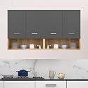 Corp 4 Door Modern Wall-Mounted Cabinet | for use in Kitchen, Office, as Wardrobe Cabinet &amp; Other Storage | Adjustable Shelf | 17 mm Engineered Wood | DIY Assembly | Color: Asian Light &amp; Grey