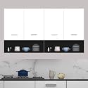 DIVYSA Modern Wall-Mounted Kitchen Storage Cabinet Dual Compartment Design with Four Soft-Close Doors and Open Shelf Display, Cabinet – Ideal for Contemporary Kitchens, Color: Black &amp; White