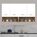 DIVYSA Multipurpose Use Modern Wall-Mounted Kitchen Cabinet with Doors, Open Shelf Design, and Dual Compartment Storage – Ideal for – Perfect for Modular Kitchen, Office, Color: Asian Light &amp; White