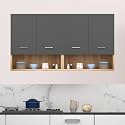 DIVYSA Multipurpose Use Modern Wall-Mounted Kitchen Cabinet with Doors, Open Shelf Design, and Dual Compartment Storage – Ideal for – Perfect for Modular Kitchen, Office, Color: Asian Light &amp; Grey