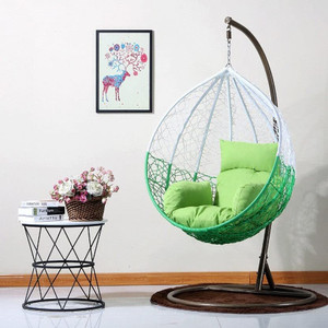 divysa outdoor furniture single seater swing chair with stand  cushion iron hammock white green pack of 3 diydo-it-yourself