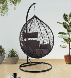 divysa outdoor furniture single seater swing chair with stand  cushion iron hammock black purple pack of 3 diydo-it-yourself