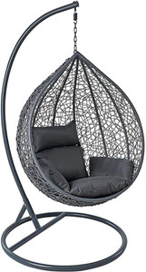 divysa outdoor furniture single seater swing chair with stand  cushion iron hammock grey diydo-it-yourself
