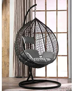 divysa outdoor furniture single seater swing chair with stand  cushion iron hammock black grey pack of 3 diydo-it-yourself