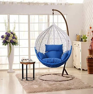 divysa outdoor furniture single seater swing chair with stand  cushion iron hammock white blue pack of 3 diydo-it-yourself