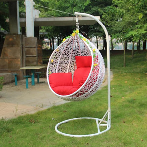 divysa outdoor furniture single seater swing chair with stand  cushion iron hammock white red pack of 3 diydo-it-yourself