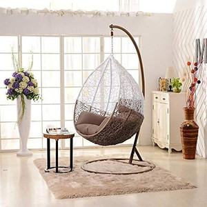 divysa outdoor furniture single seater swing chair with stand  cushion iron hammock white brown pack of 3 diydo-it-yourself