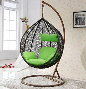 divysa outdoor furniture single seater swing chair with stand  cushion iron hammock black green pack of 3 diydo-it-yourself