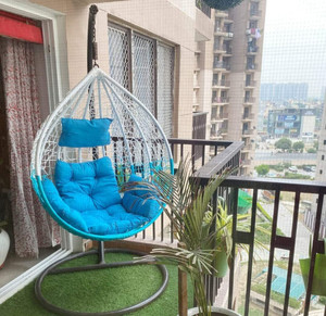 divysa outdoor furniture single seater swing chair with stand  cushion iron hammock