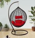 Divysa Outdoor Furniture Single Seater Swing Chair with Stand & Cushion Iron Hammock (Black, Red, Pack of 3, DIY(Do-It-Yourself))