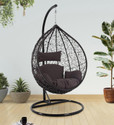 Divysa Outdoor Furniture Single Seater Swing Chair with Stand & Cushion Iron Hammock (Black, Purple, Pack of 3, DIY(Do-It-Yourself))