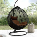 Divysa Outdoor Furniture Single Seater Swing Chair with Stand & Cushion Iron Hammock