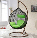 Divysa Outdoor Furniture Single Seater Swing Chair with Stand & Cushion Iron Hammock (Black, Green, Pack of 3, DIY(Do-It-Yourself))