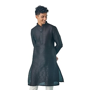 DIWAS BY MANYAVAR Mens Art Silk Self