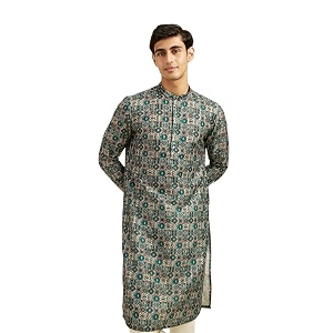 DIWAS BY MANYAVAR Mens Art Silk Printed