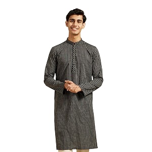 DIWAS BY MANYAVAR Mens Cotton Striped Kurta