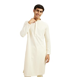 DIWAS BY MANYAVAR Mens Viscose EmbroideredSequined Kurta