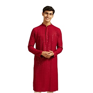 DIWAS BY MANYAVAR Mens Viscose EmbroideredSequined Kurta