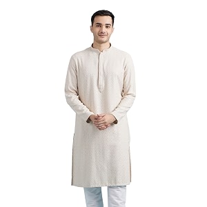 DIWAS BY MANYAVAR Mens Viscose EmbroideredSequined Kurta