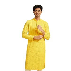 DIWAS BY MANYAVAR Mens Viscose EmbroideredSequined Kurta