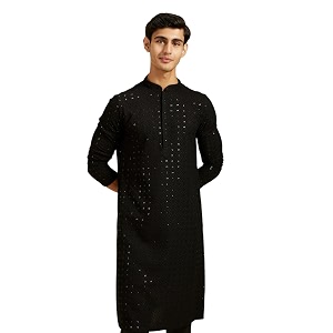 DIWAS BY MANYAVAR Mens Viscose EmbroideredSequined Kurta