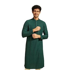 DIWAS BY MANYAVAR Mens Viscose EmbroideredSequined Kurta