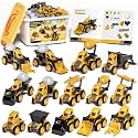 DIY Construction Vehicle STEM Toys, Magnetic Building Set with Storage Box
