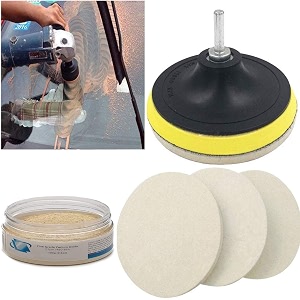 diy crafts 1 kit 334 inch combo cleaning set 100 grm cerium oxide  backing pad  universal nut  wool polisher polishing clean buffing pad 1 kit 334 inch combo cleaning set