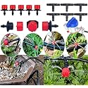 DIY Crafts 30x Heads, Drip Kit, 10mtr Pipe +T/Tee Red Black Sprinkler Drip Irrigation Kit For Home Garden Patio Misting Micro Flow Drip Irrigation Misting Cooling System Noz (30x Heads, Drip Kit)