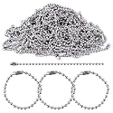 Diy Crafts 17894 Gold Color Ball Chains, Long Bead Connector Clasp Tag Keychain Key Rings, Diameter, Gold, Pack of 5 (Silver)