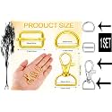 DIY Crafts 2 Set 3x2, Gold, 1" Inch, Gold, 1 Set Contain = 1x Metal Keychain Bulk Swivel Snap Hooks, 1x D Ring and 1x Slide Buckle Triglide for Handbag Purse Hardware Fasteners(2 Set 3x2, Gold)