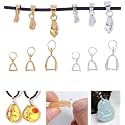 DIY Crafts 25 Pcs Big, Gold, Styles Pinch Clip Bail Clasp Dangle Charm Bead Pendant Connector Findings for Jewelry Necklace DIY Craft Making, Pla (25 Pcs Big, Gold)