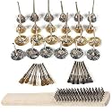 DIY Crafts 36 Pcs Brass Steel Wire Brush Set, Wire Wheel Brush Set, Buffing polishing Brushes Set, 1/8 (3mm) Shank , Accessories Kit for Dremel Rotary Tool + Brush Wooden Hanle (Design No # 12, Pack of 36 Pcs)