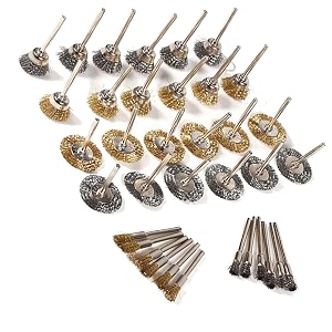 diy crafts 36pcs brass steel wire brush set wire wheel brush set buffing polishing brushes set 18 3mm shank accessories kit for dremel rotary tool design no  11 pack of 36 pcs