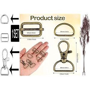 diy crafts 4 set 3x4 bronze 134 inch bronze 1 set contain  1x metal keychain bulk swivel snap hooks 1x d ring and 1x slide buckle triglide for handbag purse hardware fastene 4 set 3x4 bronze