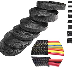 diy crafts pack of 5 mtr roll 15mm 510m black insulated braid sleeving 24681012152025mm tight pet wire cable protection expandable cable sleeve wire gland cpack of 5 mtr roll 15mm