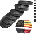 DIY Crafts Pack of 10 Mtr Roll, 10mm, 5/10M Black Insulated Braid Sleeving 2/4/6/8/10/12/15/20/25mm Tight PET Wire Cable Protection Expandable Cable Sleeve Wire Gland (Pack of 10 Mtr Roll, 10mm)