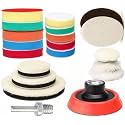 DIY Crafts with 5X Fur 5X Felt Pads, 2" inch Kit, 9-15x Polishes Set 1/2/3" Drill Buffing Buffer Pad Polishing Pad Size Kit, M14 Backing Pad Adapter Power Tool (with 5X Fur 5X Felt Pads, 2" inch Kit)