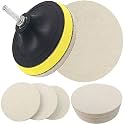 DIY Crafts 7" inch Self Adhesive Wool Felt Polishing Wheel High Density Wool Polishing Disc Back Polished Chip Solid Texture Grinding (Pack Of 3 Pcs Set, Felt Pad + Backing Pad + Drill Adopter M14)