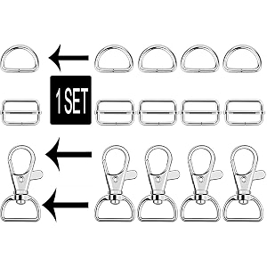diy crafts 8 sets metallic silver metal keychain bulk swivel snap hooks d ring and slide buckle triglide for handbag purse hardware fasteners strap backpack accessorie 8 sets metallic silver