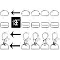 DIY Crafts 8 Sets, Metallic Silver, Metal Keychain Bulk Swivel Snap Hooks, D Ring and Slide Buckle Triglide for Handbag Purse Hardware Fasteners, Strap, Backpack Accessorie (8 Sets, Metallic Silver)