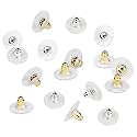 DIY Crafts 900, Clear Silver, Pairs Bullet Clutch Earring Backs with Pad Earring Safety Backs (Silver; Gold; Clear & Flat Clear) Earring Back F(900, Clear Silver)