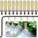 DIY Crafts Brass Mist Nozzles+T/Tee For Watering Irrigation Sprayers Outdoor Cooling Misting Gardening System Misting PE Fan Rings Mist Nozzle Lawn Veranda (Brass Made Mister) (40x, Brass Mister)