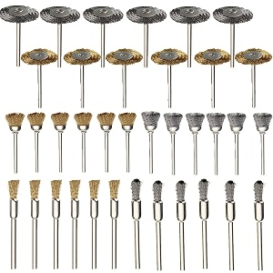 diy crafts 36 piece brass steel wire brush polishing wheels full kit for dremel rotary tools do it your self dirt rust remover multicolor