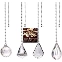 DIY Crafts Pack of 12 Pcs 4x3, Bright Silver Chain, Clear Crystal Prism Drop Dazzling Crystal Ceiling Fan Pull Chain Pull Chain Exten(Pack of 12 Pcs 4x3, Bright Silver Chain)
