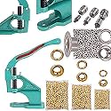 Diy Crafts CT-DIY-HI-37290 Tool Kit 3 Die Hand Press Grommet Machine #0#2#4 With Grommets & Eyelet Feeding, # 20, Golden, Pack of 3000 Grommets (Silver)
