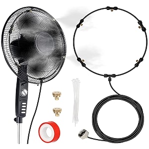 diy crafts 10 mist head kitset fan water misting cooling system kit summer sprinkler nozzle outdoor garden greenhouse park plant spray hose watering spra included pipe fau 10 mist head kitset